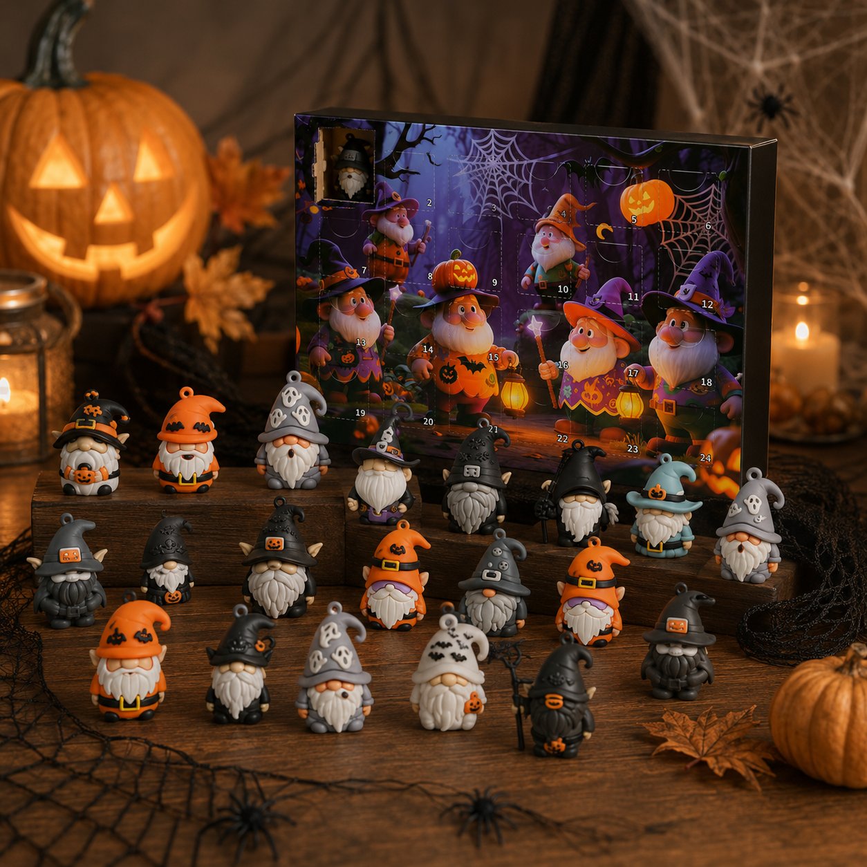 ๐ Last Day 49% OFF - 24 Days of Halloween Gnome Surprise Figures Advent Calendar Box