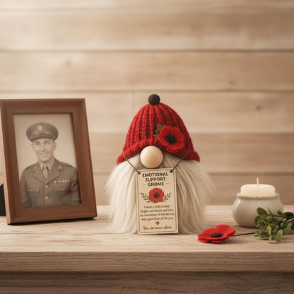 🌺 Poppy Memorial Emotional Support Gnome