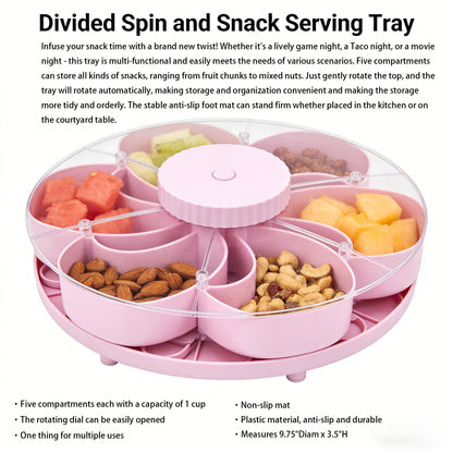 LAST DAY 53% OFF--Divided Serving Tray That Spins – Perfect for Snacks, Dips & Party Appetizers