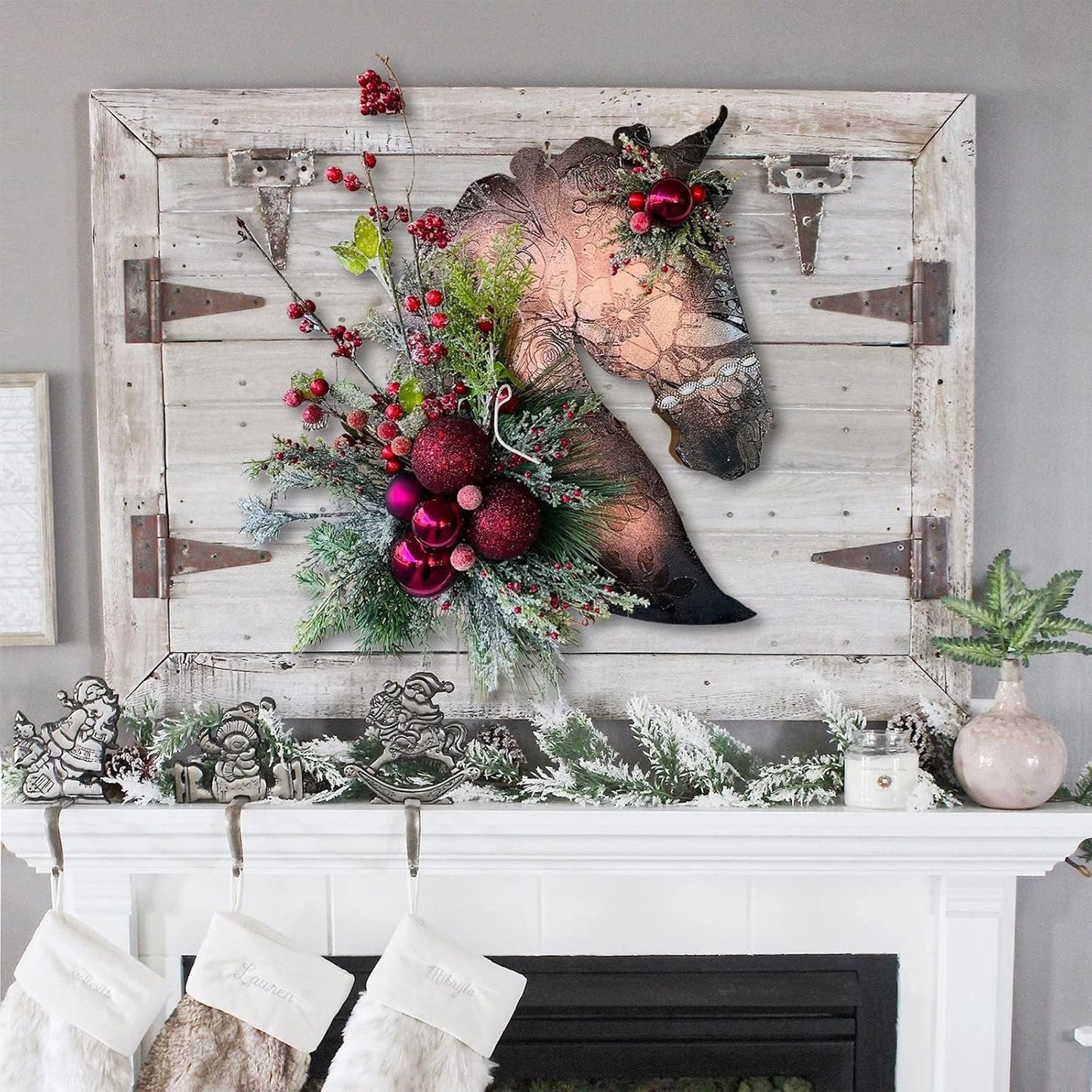 🐴Horse Head Wreath – Rustic Farmhouse Equestrian Door Decor✨