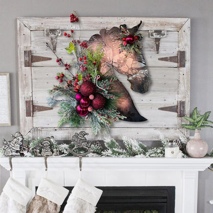 🐴Horse Head Wreath – Rustic Farmhouse Equestrian Door Decor✨