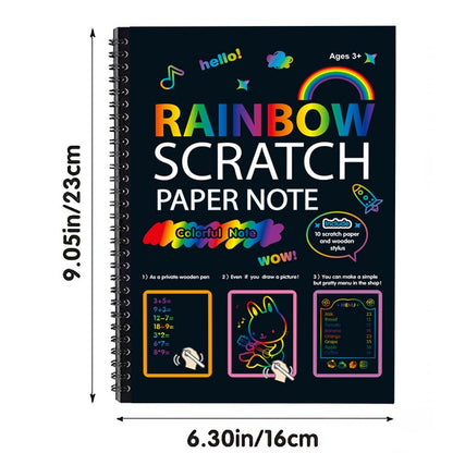 🦄 Magical Rainbow Scratch Paper Notebook – Unicorn & Neon Art Fun 🎨