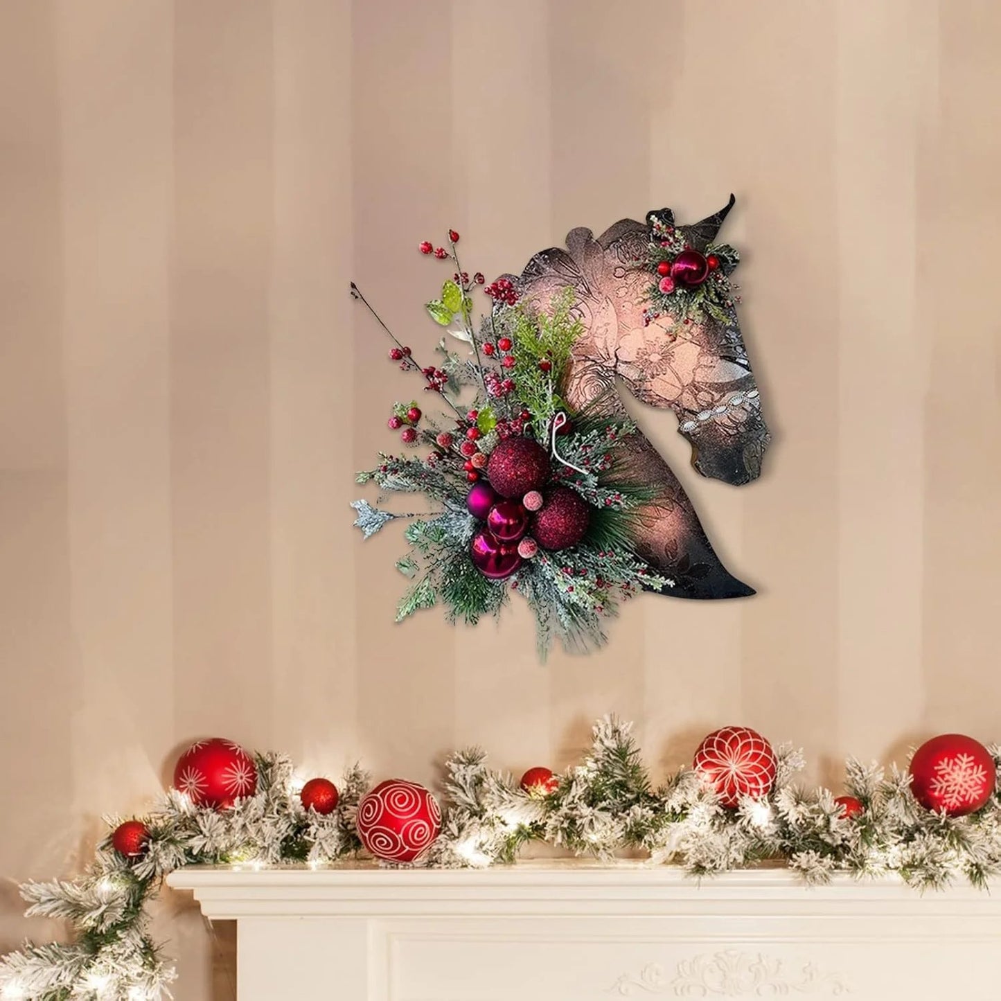 🐴Horse Head Wreath – Rustic Farmhouse Equestrian Door Decor✨