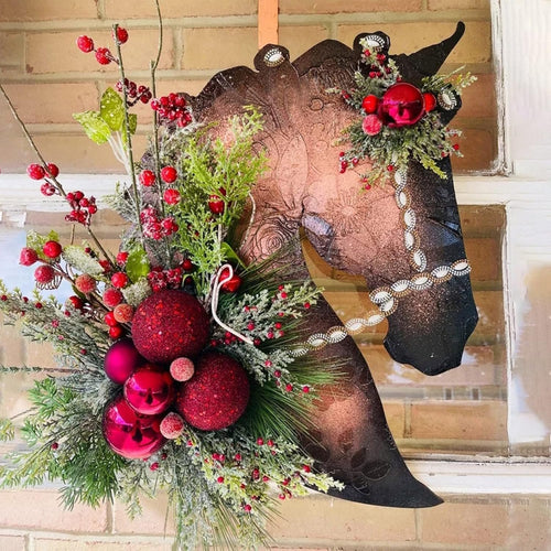 🐴Horse Head Wreath – Rustic Farmhouse Equestrian Door Decor✨