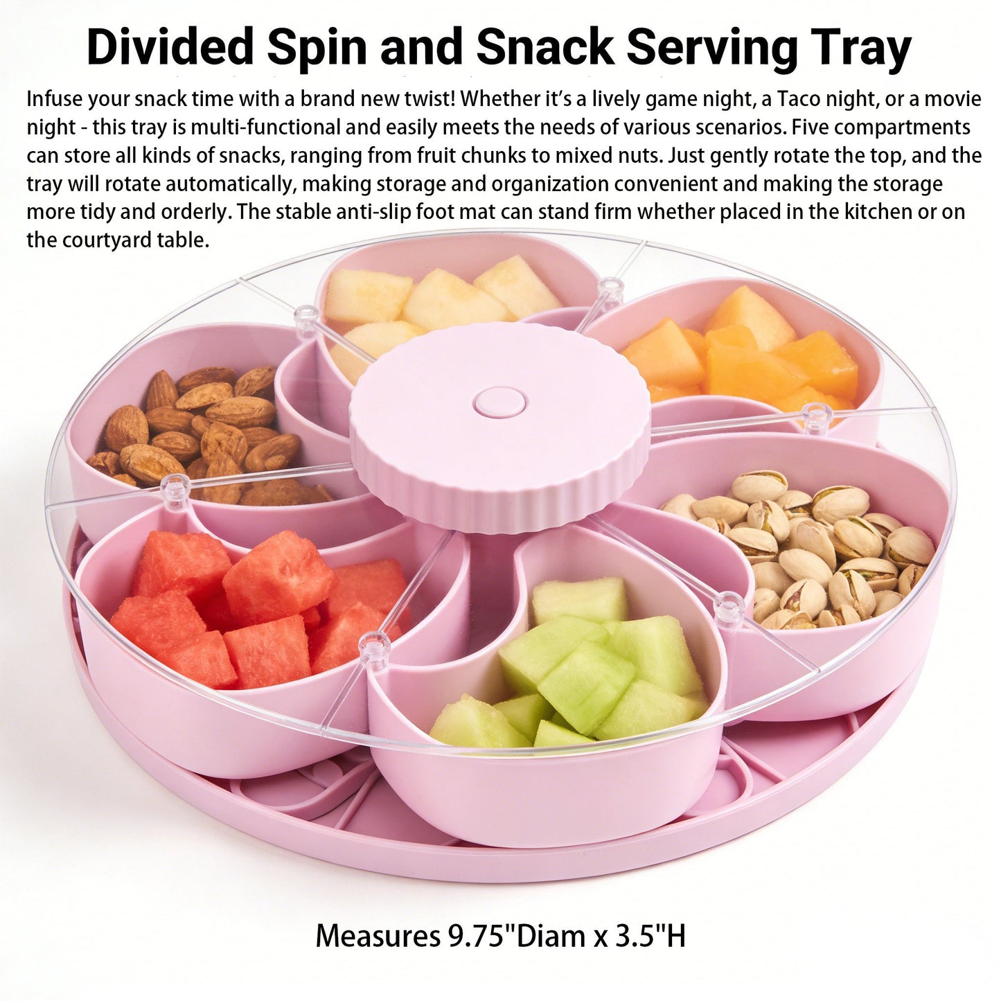 LAST DAY 53% OFF--Divided Serving Tray That Spins – Perfect for Snacks, Dips & Party Appetizers