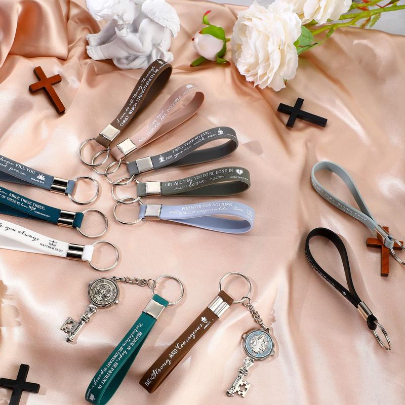 ✨Christian Bible Verse Keychain Set – Inspirational Religious Wristlet Keychains with Faith, Hope & Scripture Quotes | Perfect Gift for Believers & Church Groups!✝️