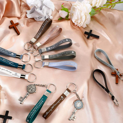 ✨Christian Bible Verse Keychain Set – Inspirational Religious Wristlet Keychains with Faith, Hope & Scripture Quotes | Perfect Gift for Believers & Church Groups!✝️