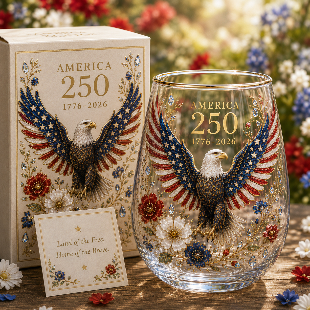 USA 250th Eagle Glass Tumbler
