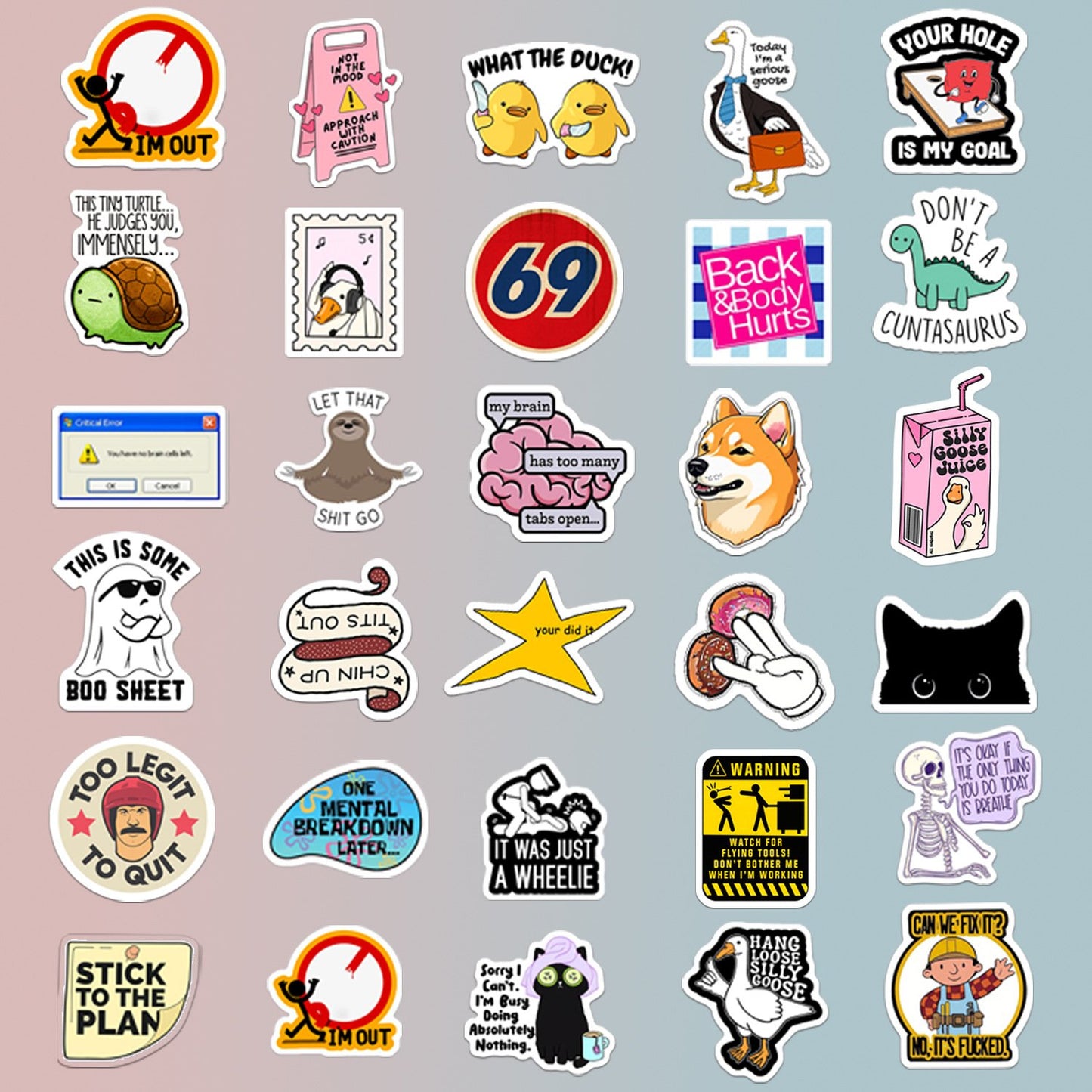 ✨130 Pcs Funny Meme Stickers Set – Hilarious Saying & Cartoon Decals for Laptops, Water Bottles & Gifts | Hot Seller for Humor Lovers!😂