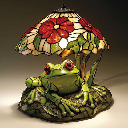 ✨Frog & Flower Stained Lamp 🌿 Brighten Up Your Space with Style!