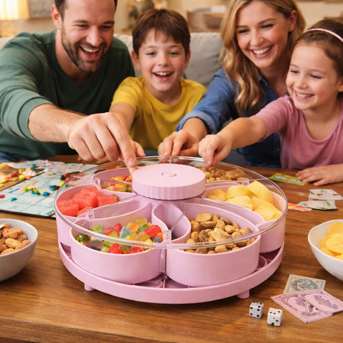 LAST DAY 53% OFF--Divided Serving Tray That Spins – Perfect for Snacks, Dips & Party Appetizers