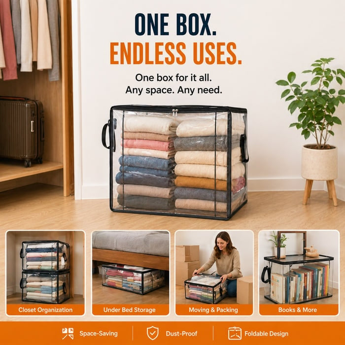 🎁Hot Sale 49% OFF🔥Large Heavy-Duty Thick Plastic Clear Storage Bag for Clothes, Moving & Storage