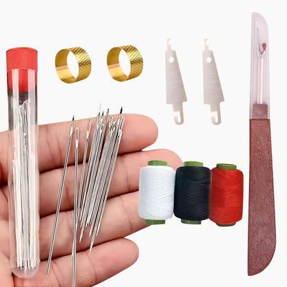 🧵34PCS Big Eye Steel Needles Set - Long & Thin Handmade Quilting & Sewing Needles Kit for DIY Sewing Projects