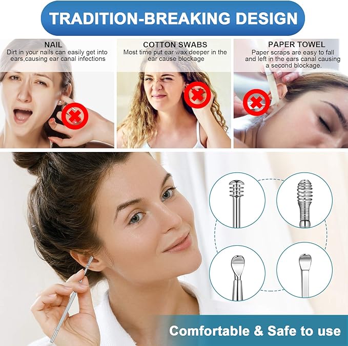 🔥Big Sale only $9.99 !!! 🔥 6 Counts Ear Wax Removal Tool Set with Storage Tube