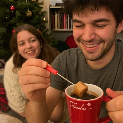 Ceramic Fondue Set – Chocolate, Cheese & Butter Melting Pot with Fork and Tealight Candle