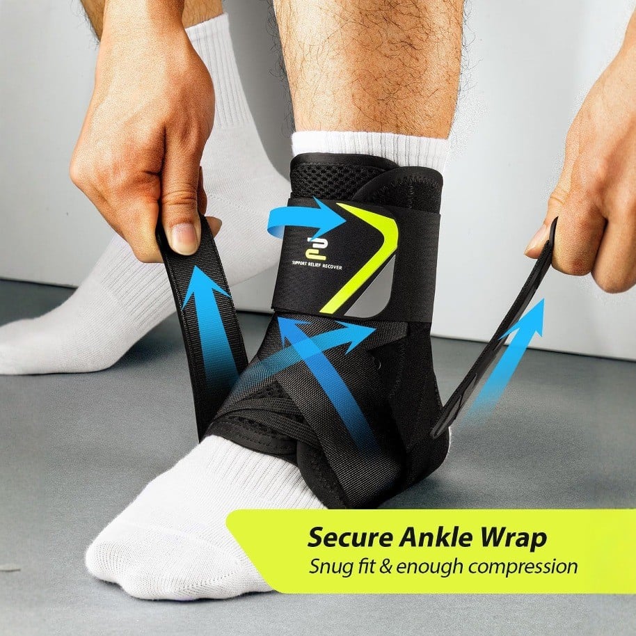 🔥Instant-Fit Ankle Support Brace – Side Stabilized, No Slip🎯