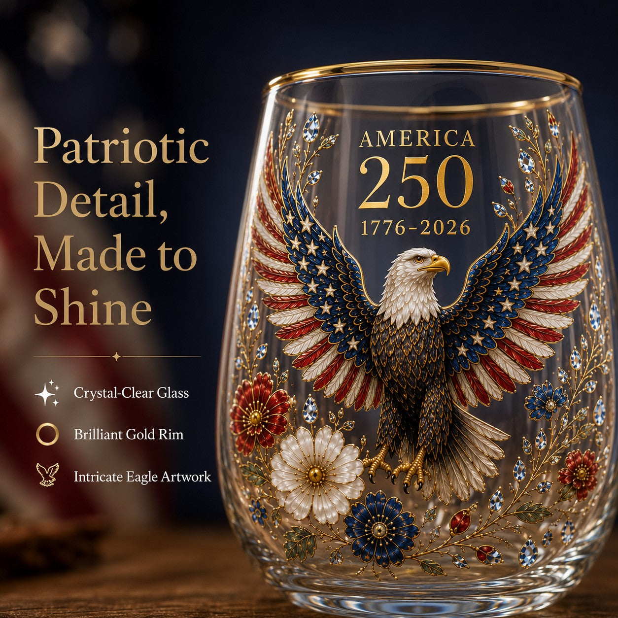 USA 250th Eagle Glass Tumbler