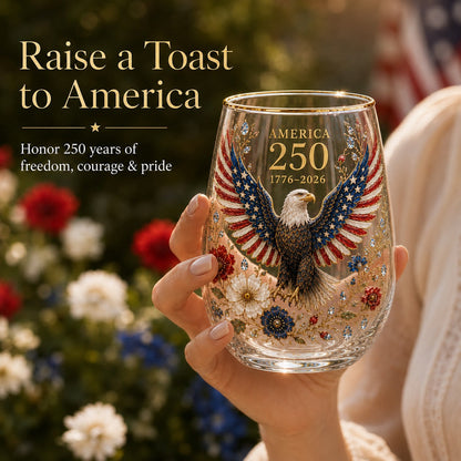 USA 250th Eagle Glass Tumbler