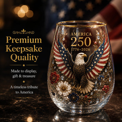 USA 250th Eagle Glass Tumbler