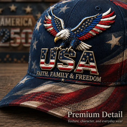 🎁🧢Father's Day 49% OFF - USA Faith, Family & Freedom Cap