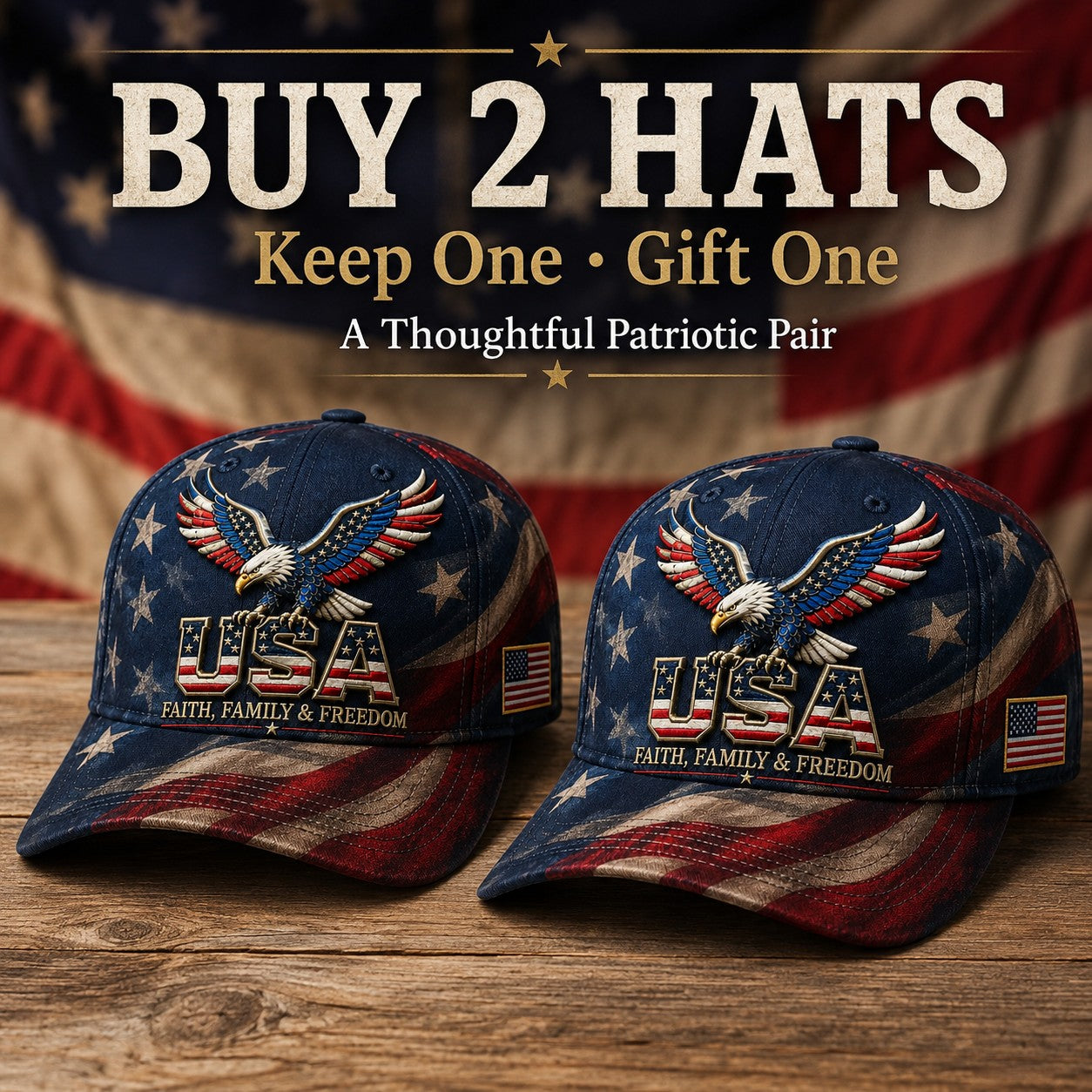 🎁🧢Father's Day 49% OFF - USA Faith, Family & Freedom Cap