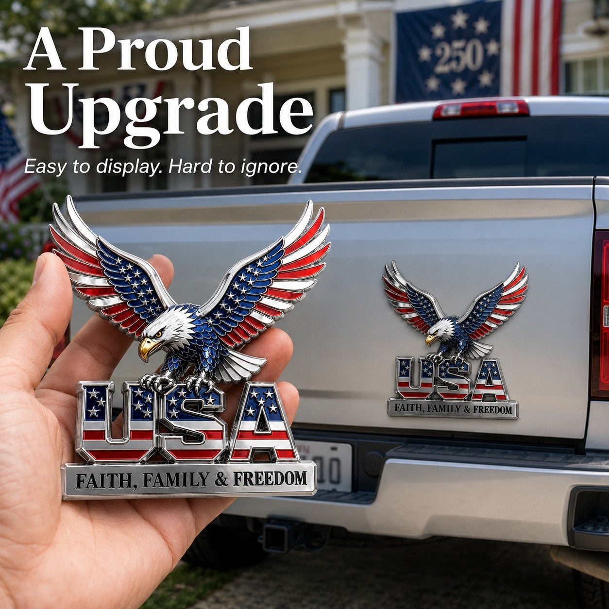★USA Faith, Family & Freedom★ Metal Car Emblem