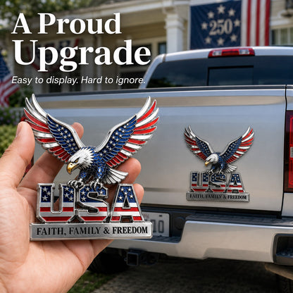 ★USA Faith, Family & Freedom★ Metal Car Emblem
