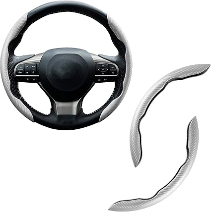 Samez Carbon Fiber Silicone Anti-Slip Car Steering Wheel Cover Universal Fit
