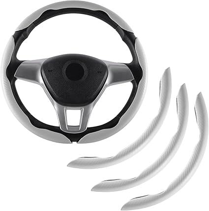 Samez Carbon Fiber Silicone Anti-Slip Car Steering Wheel Cover Universal Fit