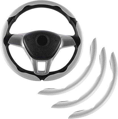 Samez Carbon Fiber Silicone Anti-Slip Car Steering Wheel Cover Universal Fit