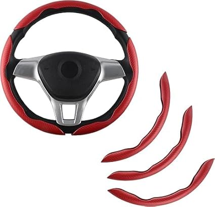Samez Carbon Fiber Silicone Anti-Slip Car Steering Wheel Cover Universal Fit