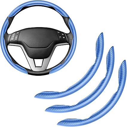 Samez Carbon Fiber Silicone Anti-Slip Car Steering Wheel Cover Universal Fit