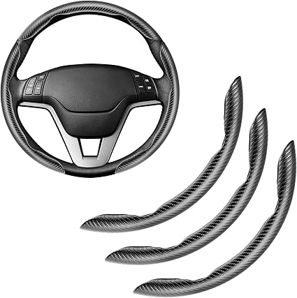 Samez Carbon Fiber Silicone Anti-Slip Car Steering Wheel Cover Universal Fit