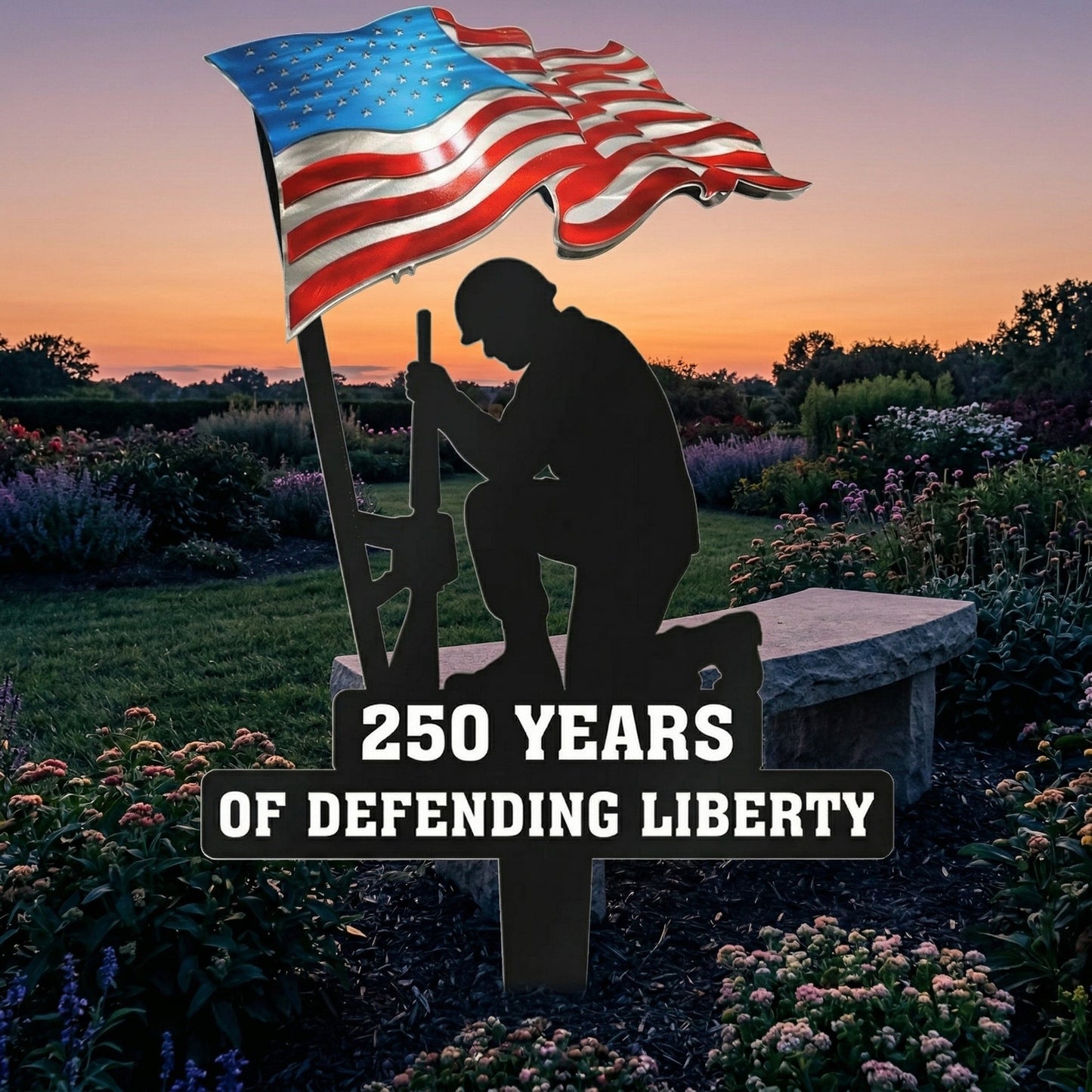 🥇  250 Years of Defending Liberty Metal Garden Stake