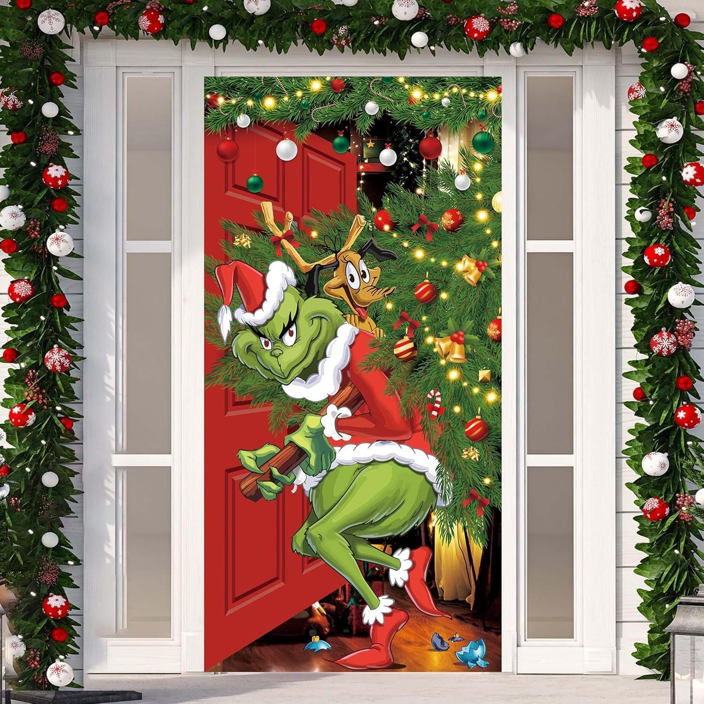 🎄Golden Christmas Bells & Wreath Door Cover - 35.4" x 70.8"