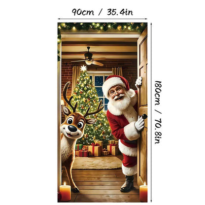 🎄Golden Christmas Bells & Wreath Door Cover - 35.4" x 70.8"