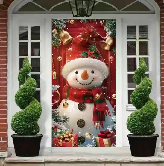 🎄Golden Christmas Bells & Wreath Door Cover - 35.4" x 70.8"
