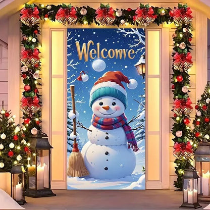 🎄Golden Christmas Bells & Wreath Door Cover - 35.4" x 70.8"