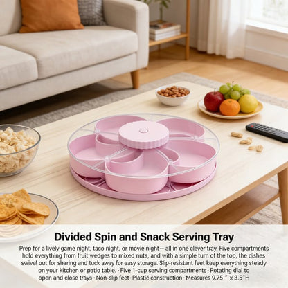 LAST DAY 53% OFF--Divided Serving Tray That Spins – Perfect for Snacks, Dips & Party Appetizers