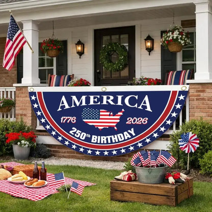 🗽USA 250th Anniversary Flag Half Round Banner🦅