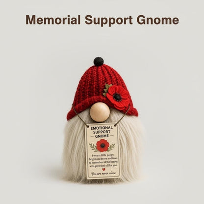 🌺 Poppy Memorial Emotional Support Gnome