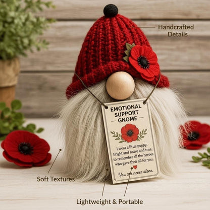 🌺 Poppy Memorial Emotional Support Gnome