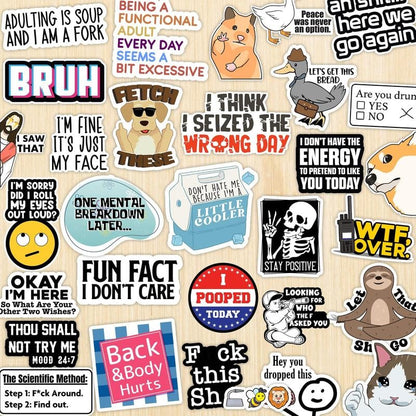✨130 Pcs Funny Meme Stickers Set – Hilarious Saying & Cartoon Decals for Laptops, Water Bottles & Gifts | Hot Seller for Humor Lovers!😂