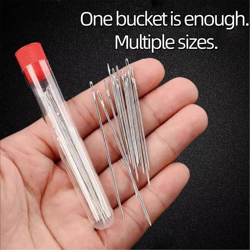 🧵34PCS Big Eye Steel Needles Set - Long & Thin Handmade Quilting & Sewing Needles Kit for DIY Sewing Projects