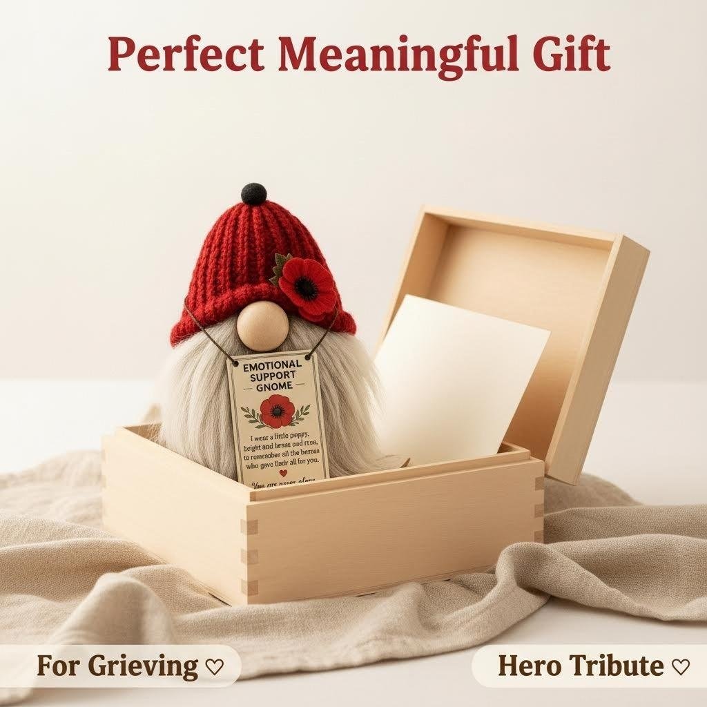 🌺 Poppy Memorial Emotional Support Gnome