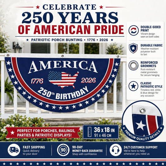 🗽USA 250th Anniversary Flag Half Round Banner🦅