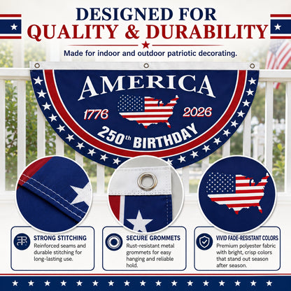 🗽USA 250th Anniversary Flag Half Round Banner🦅