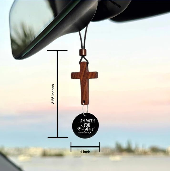 💥Big sale⚡📖 NFC Bible Verse Car Cross - Scan for Daily Scripture, Christian Car Accessory, Rearview Mirror Faith Decor✝️