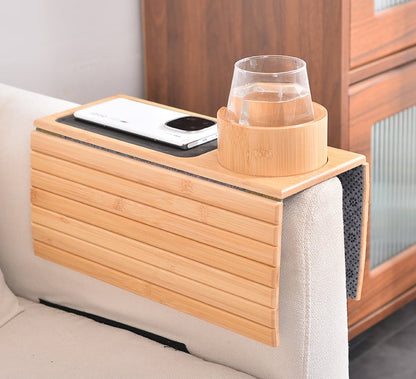 🛋️ Bamboo Sofa Arm Tray - Anti Falling Couch Arm Tray Table