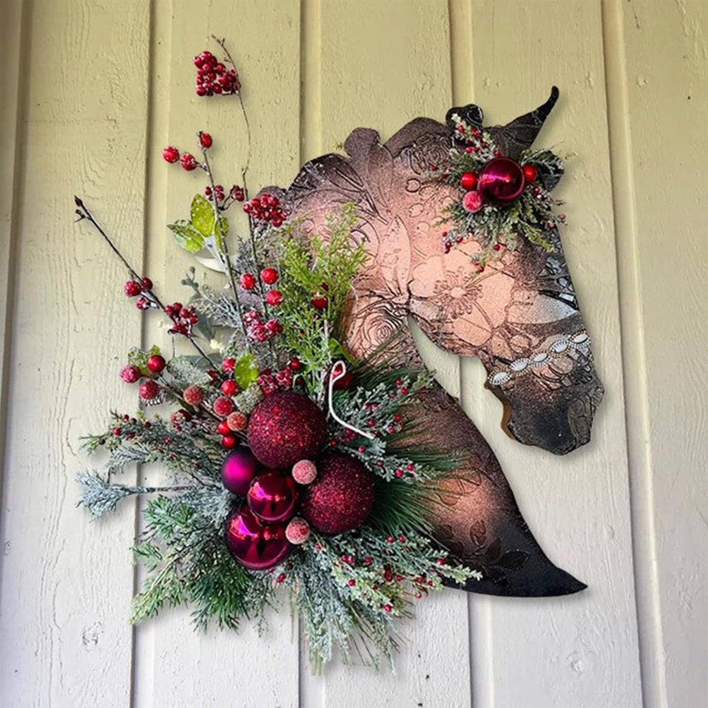 🐴Horse Head Wreath – Rustic Farmhouse Equestrian Door Decor✨